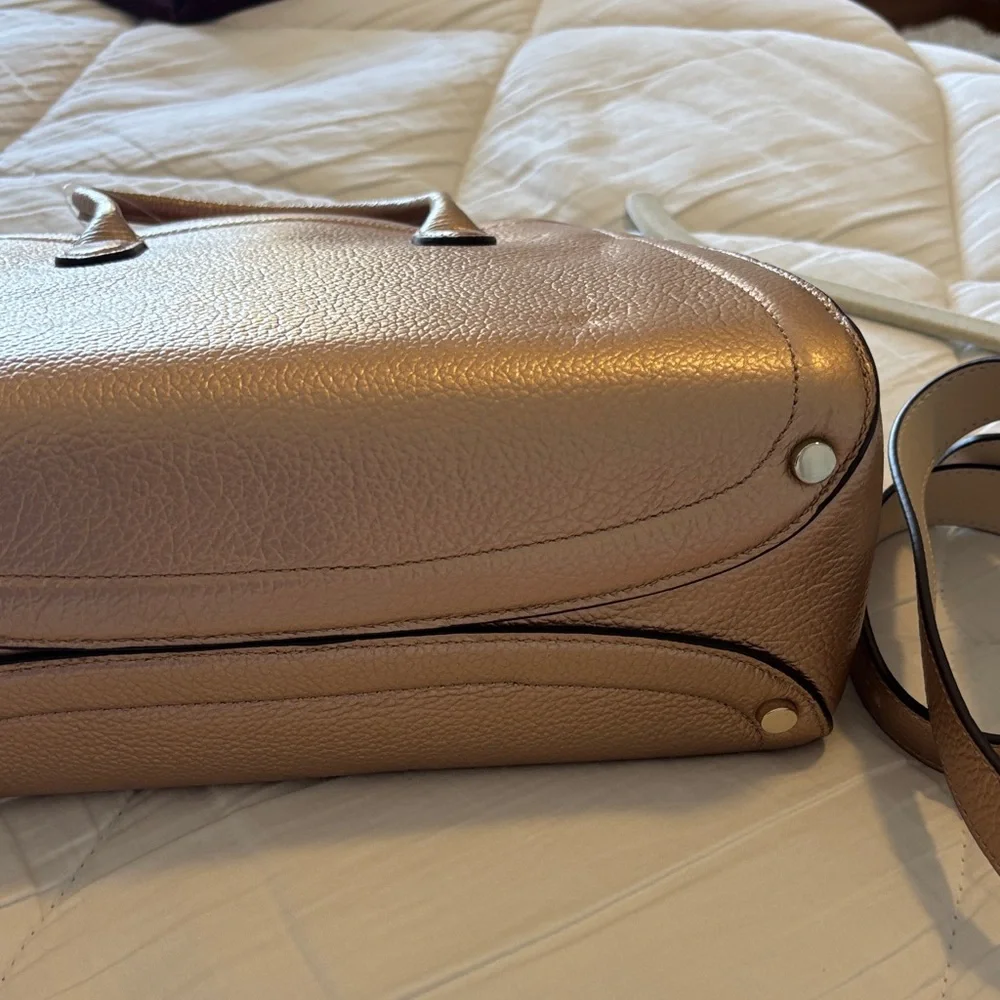 kate spade Rose Gold metallic Knot Medium Leather Satchel - Picture 10 of 13